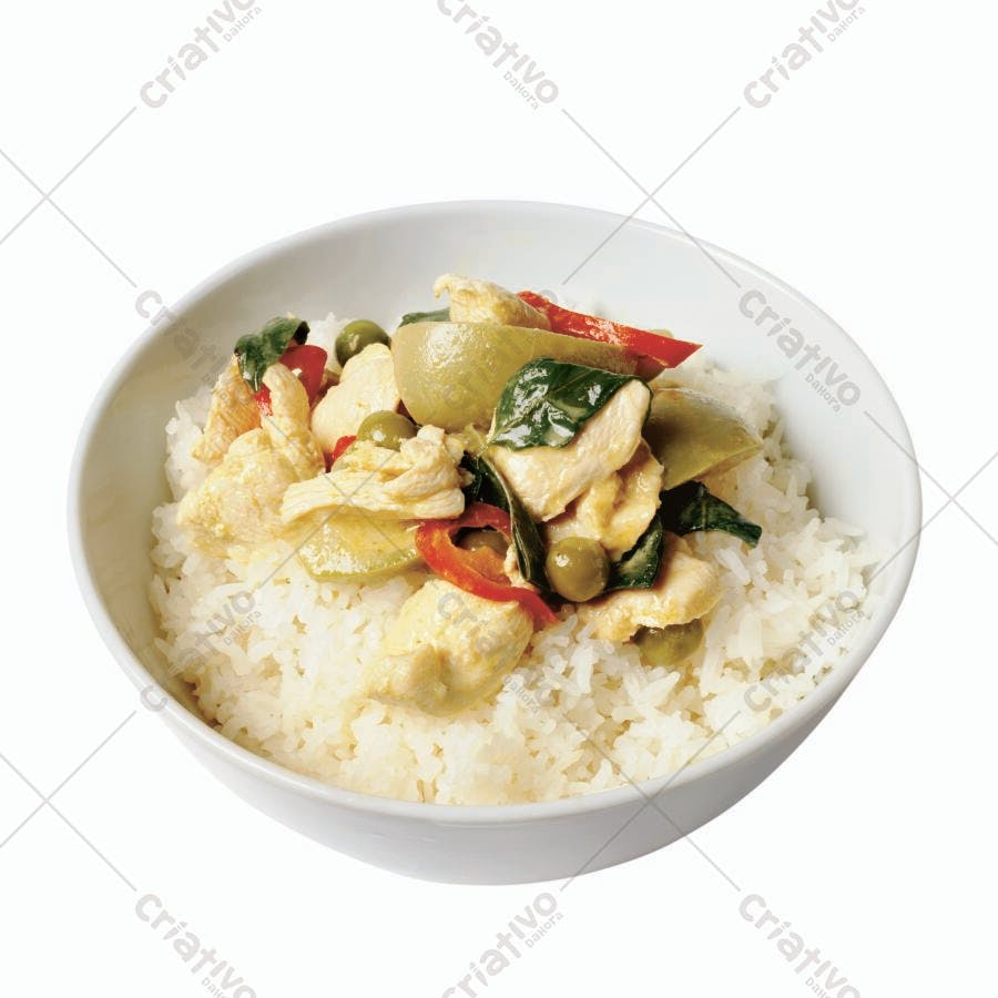 Arroz com Curry Verde de Frango