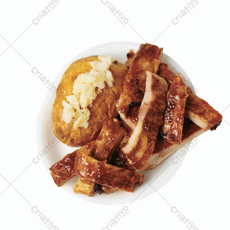 Costela com batatas assadas e manteiga