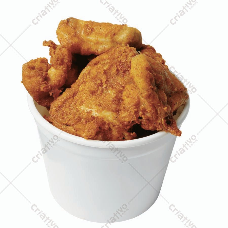 Frango frito em balde branco