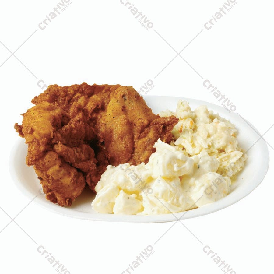 Frango frito com salada de batata