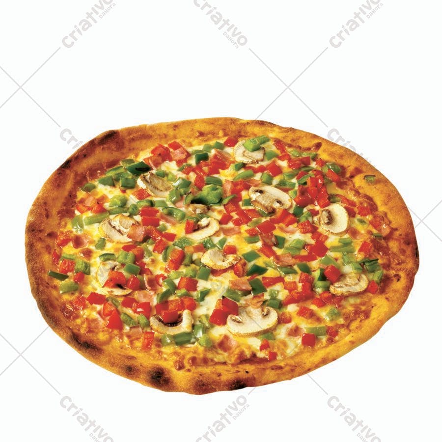Pizza Vegetariana com Cogumelos e Pimentões