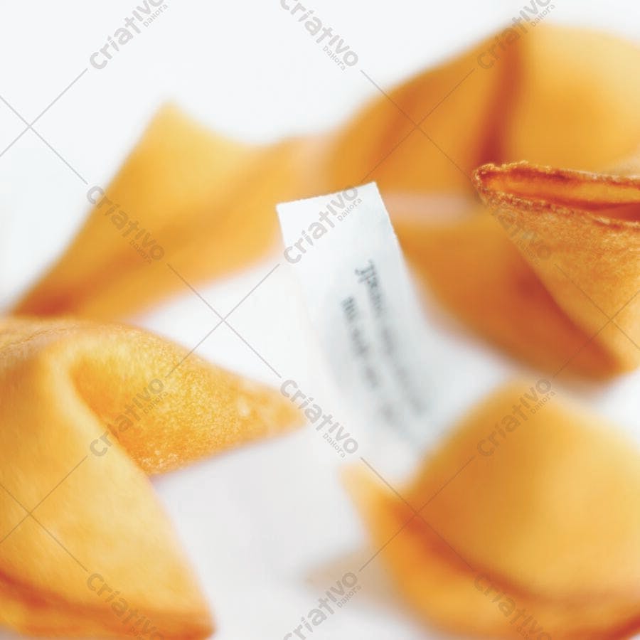 Biscoitos da Fortuna abertos revelando bilhete