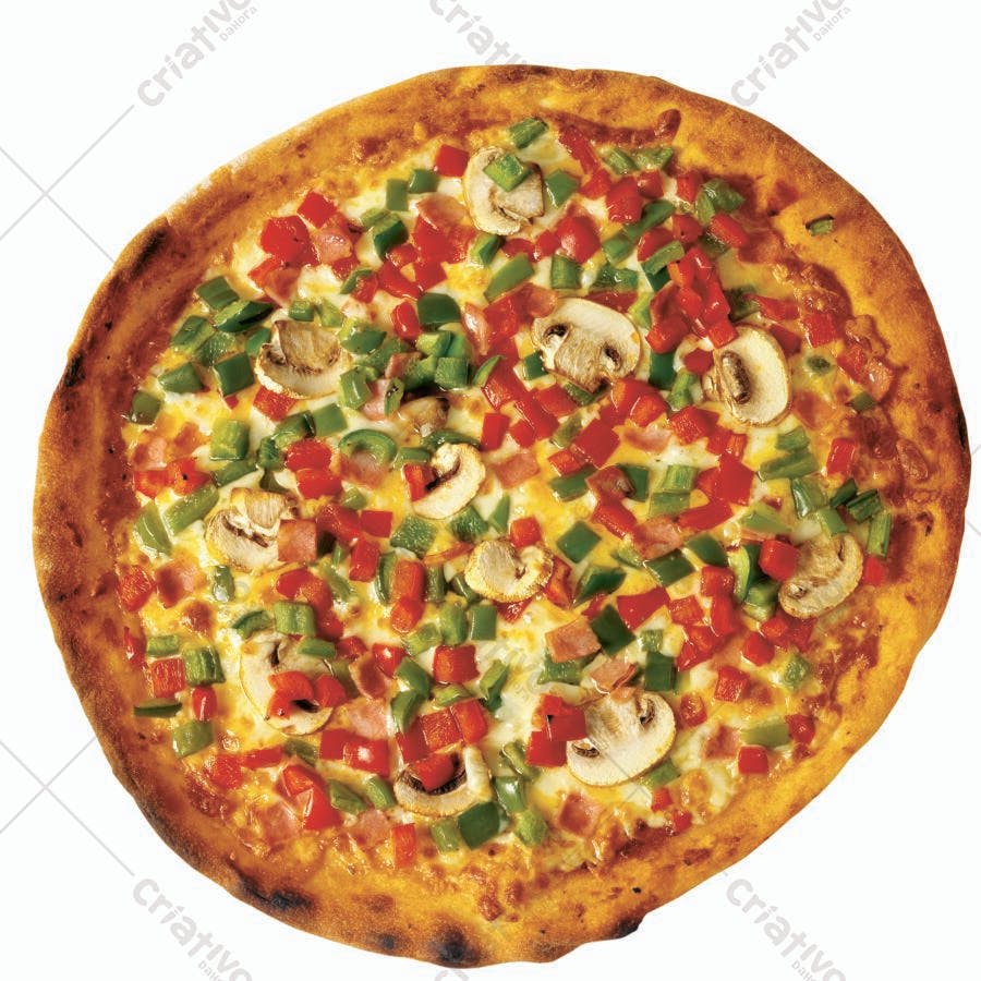 Pizza vegetariana com cogumelos e pimentões