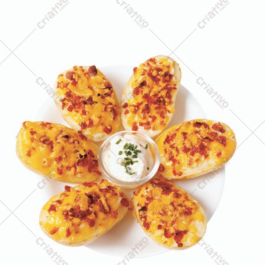 Batatas assadas com bacon e queijo