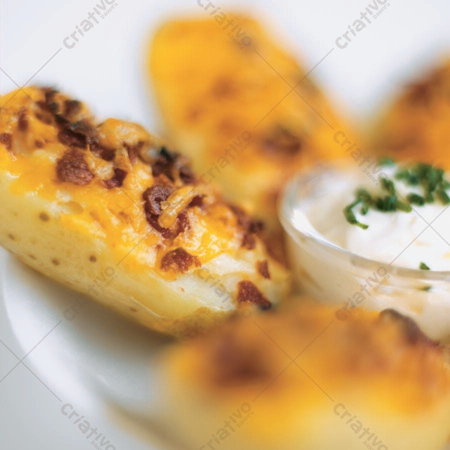 Batatas assadas com bacon e queijo