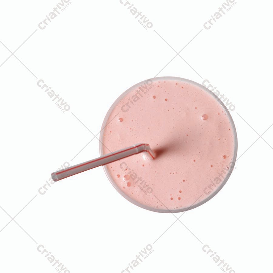 Batido de morango em copo descartável
