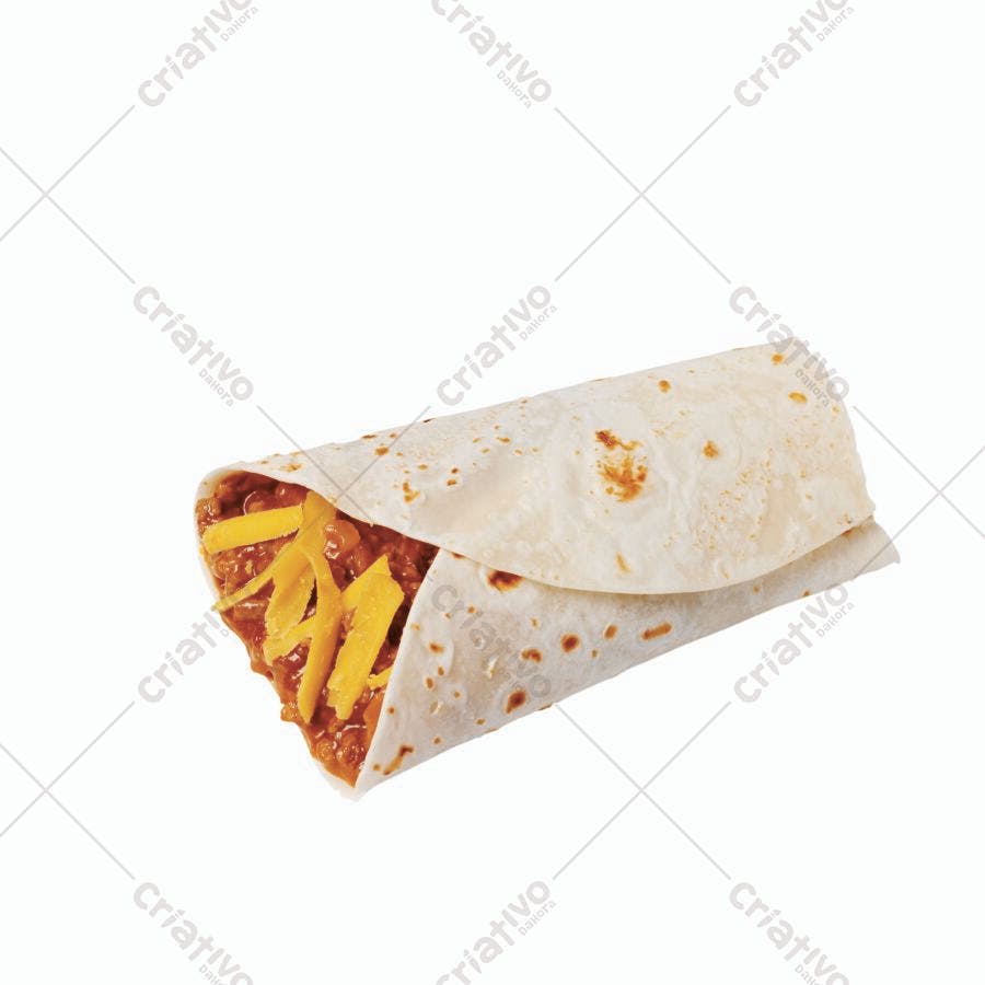 Burrito de carne com queijo cheddar