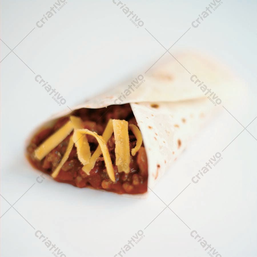 Burrito de carne com queijo cheddar