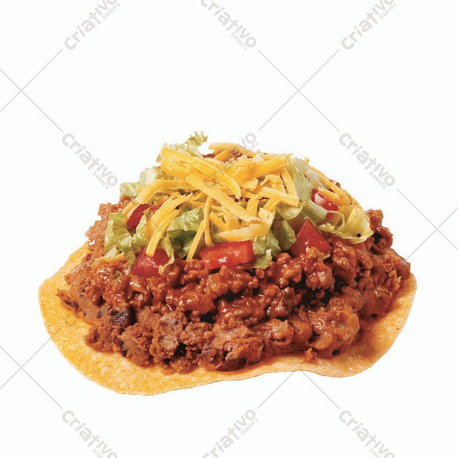 Tostada de carne moída com queijo e alface