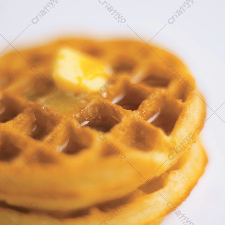 Waffles com manteiga e xarope