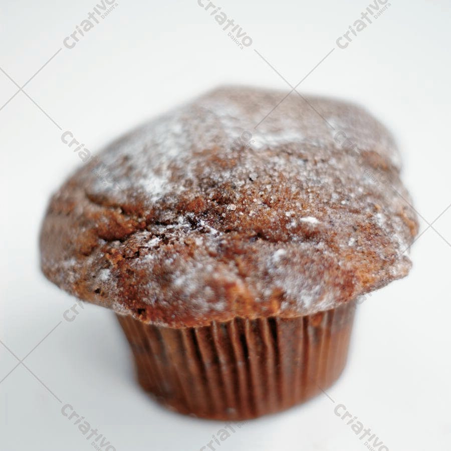 Muffin de chocolate com açúcar de confeiteiro