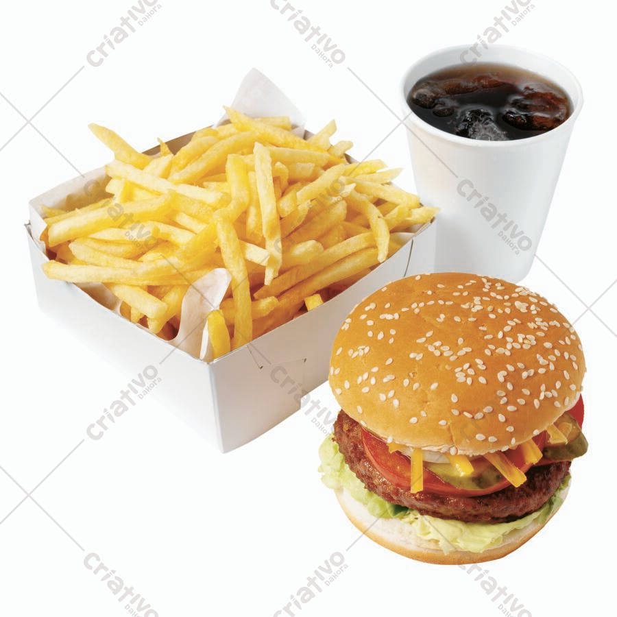 Hambúrguer com Batata Frita e Refrigerante