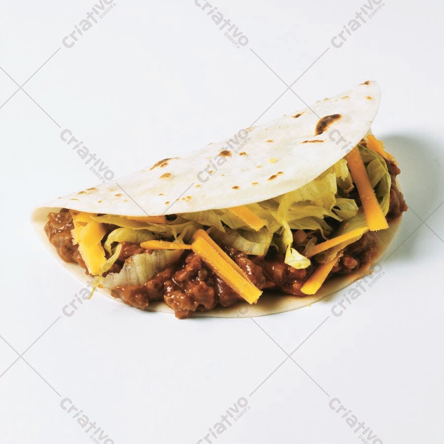 Taco de carne moída com alface e queijo