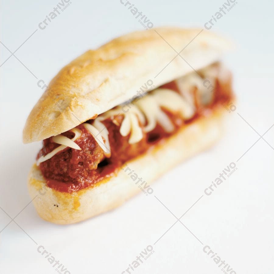 Sanduíche de almôndegas ao molho vermelho com queijo