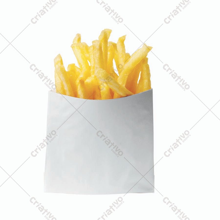 Batata frita em embalagem branca