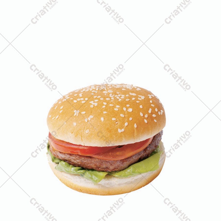 Hambúrguer com gergelim tomate e alface