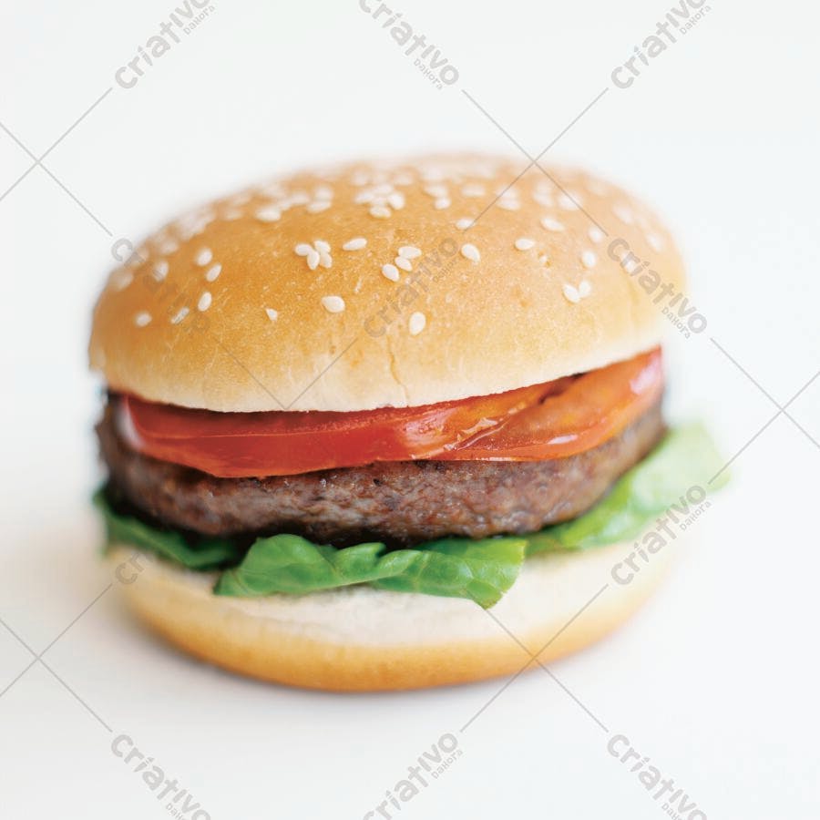 Hambúrguer com gergelim tomate e alface