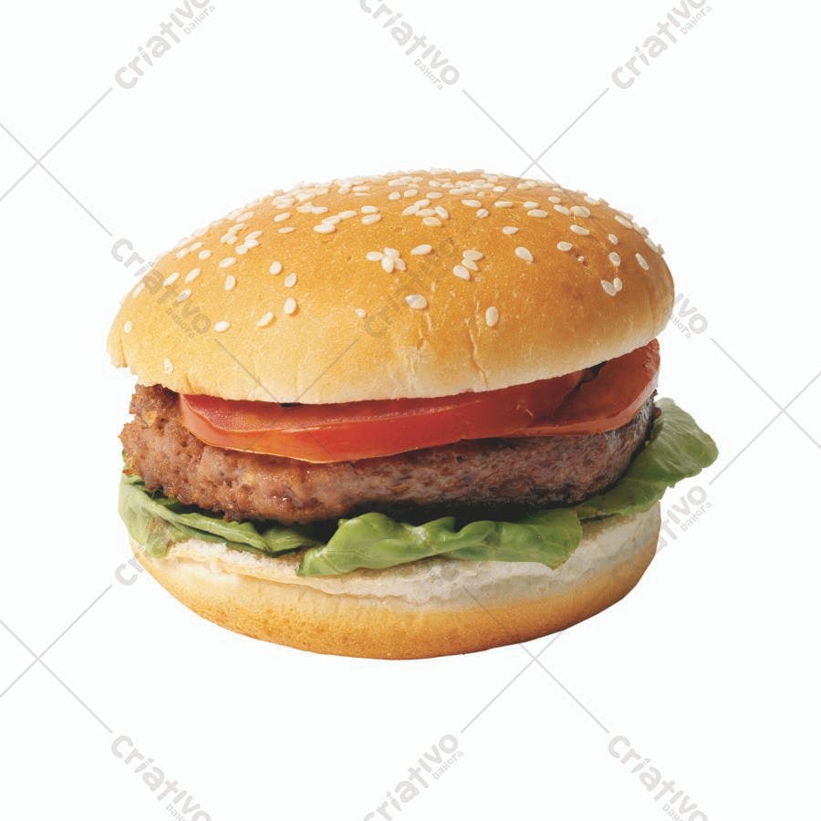 Hambúrguer apetitoso com gergelim tomate e alface