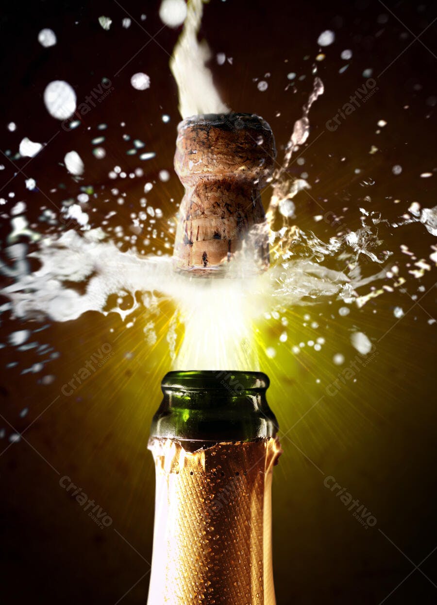Champagne explodindo em festa