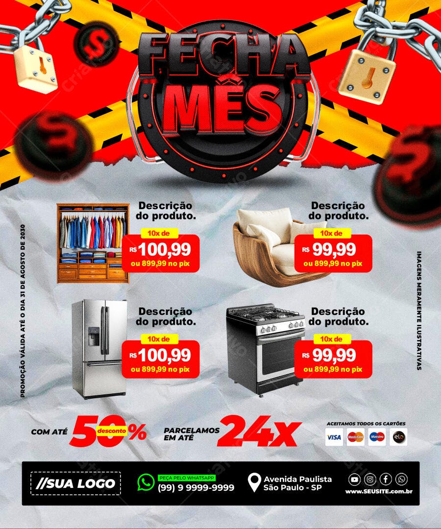 Flyer Fechamento de Mês PSD Editável