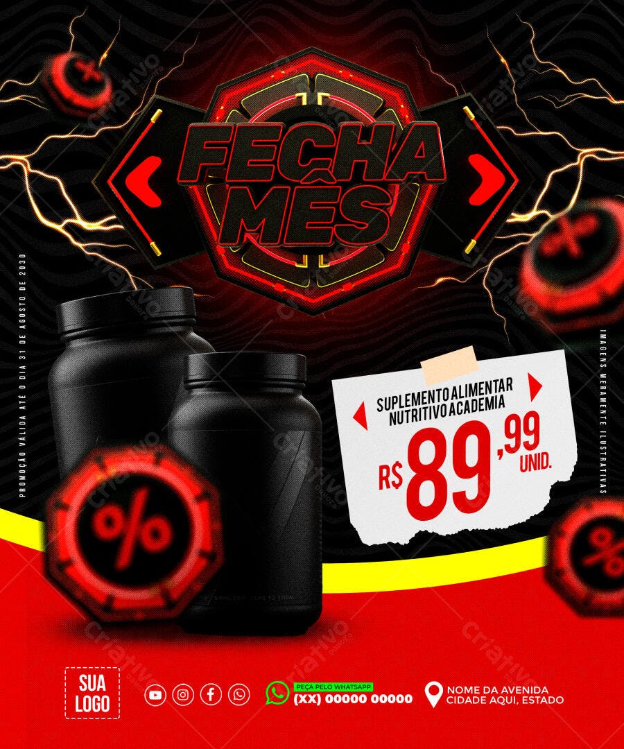 Flyer Fechamento de Mês Academia PSD Editável