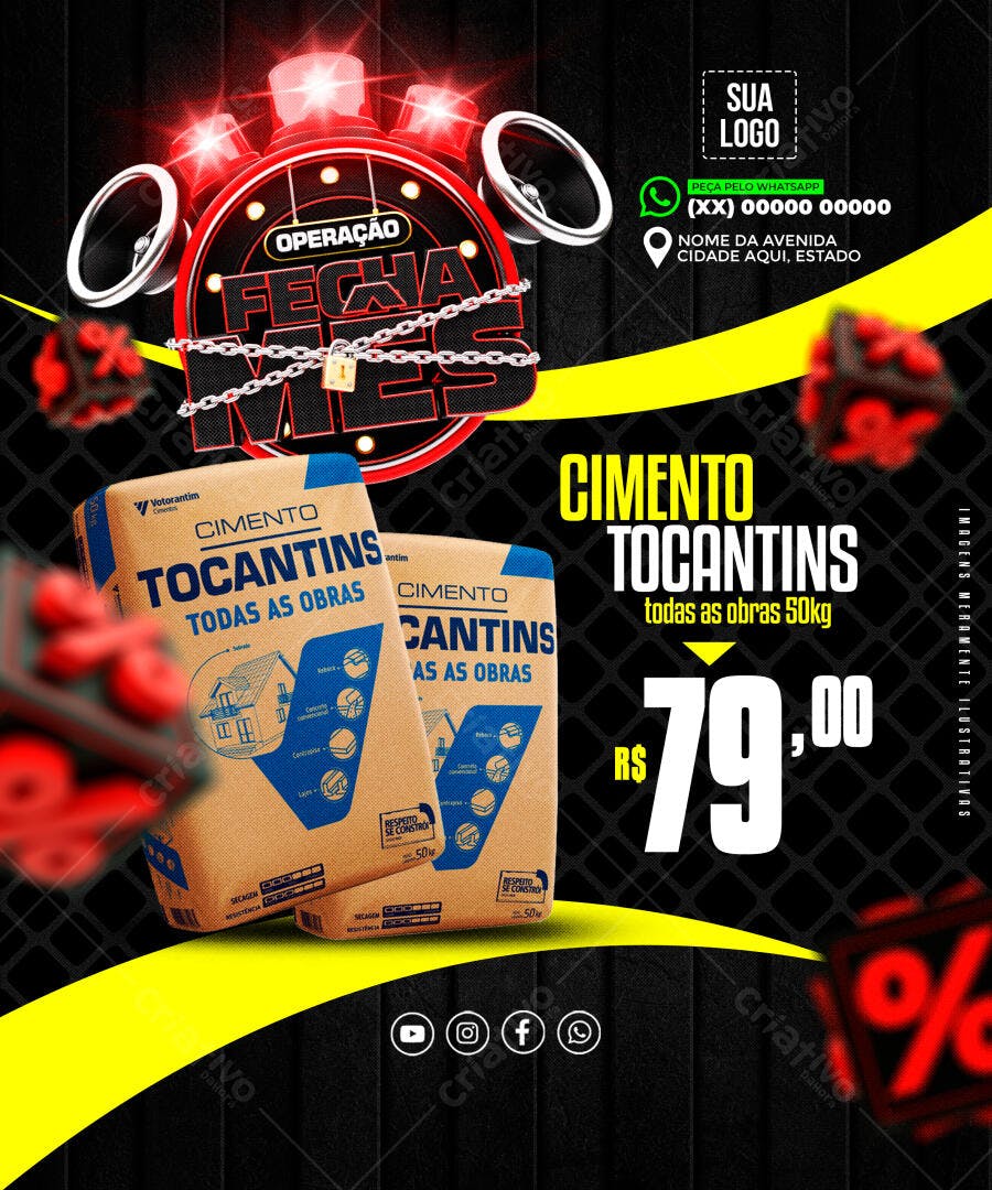 Flyer Promoção Fecha Mês Cimento Tocantins PSD Editável