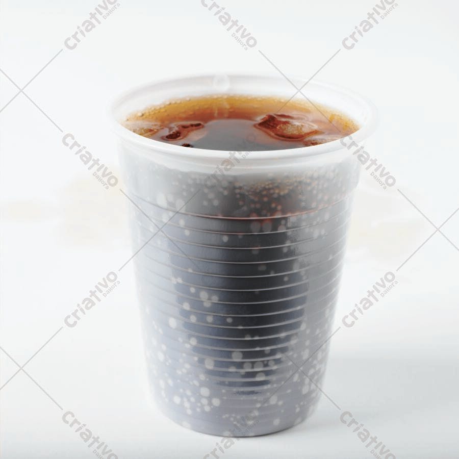 Refrigerante em copo plástico com gelo