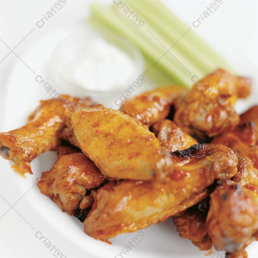 Asas de frango assadas molho picante e aipo