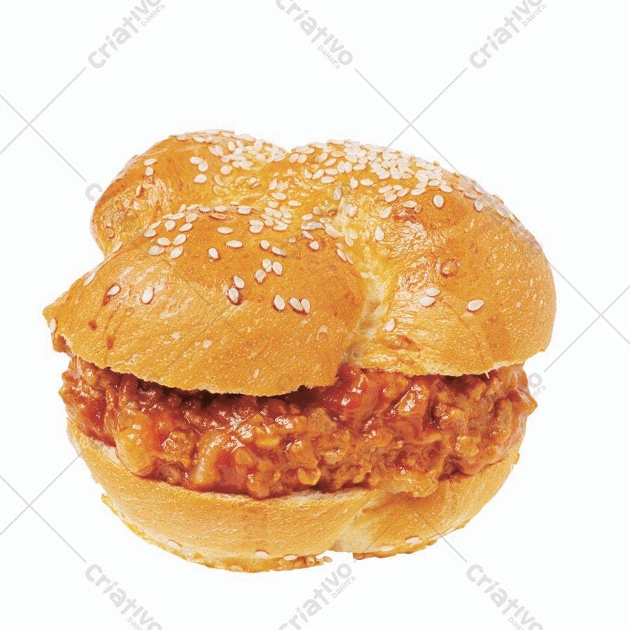Sanduíche de carne moída com gergelim
