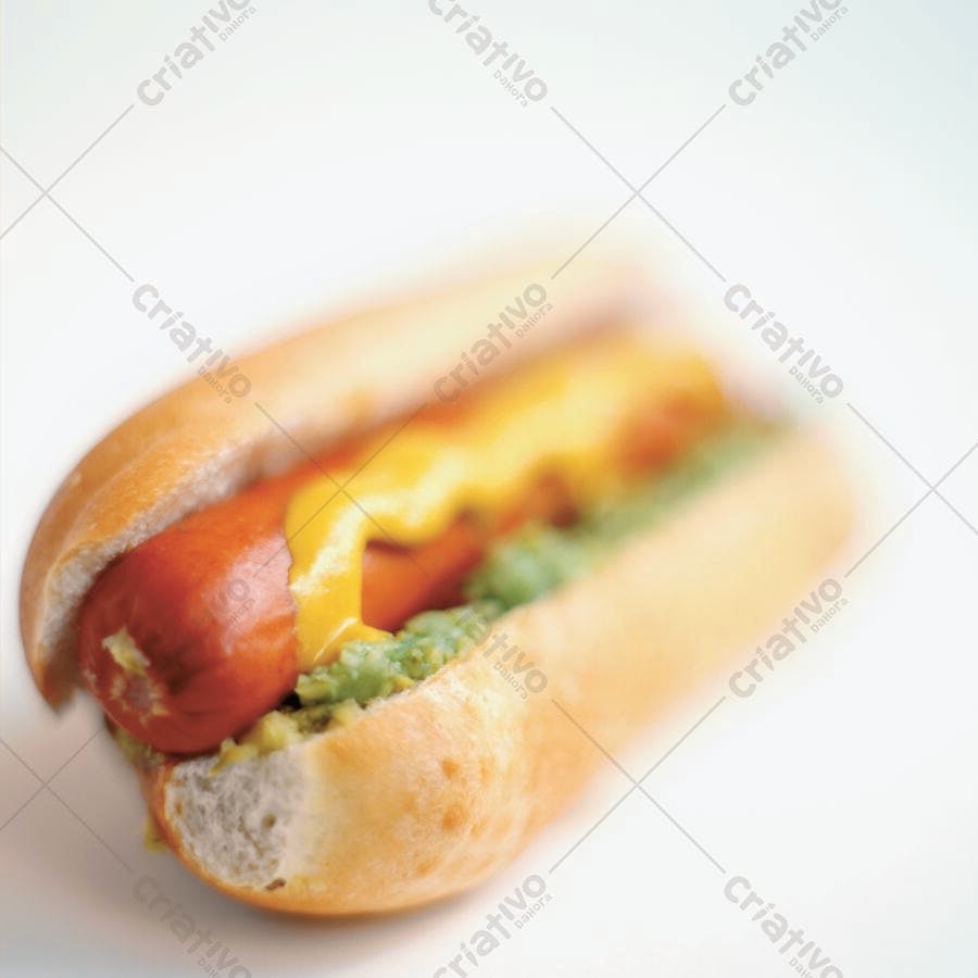Hot dog com mostarda e ervilha em pão