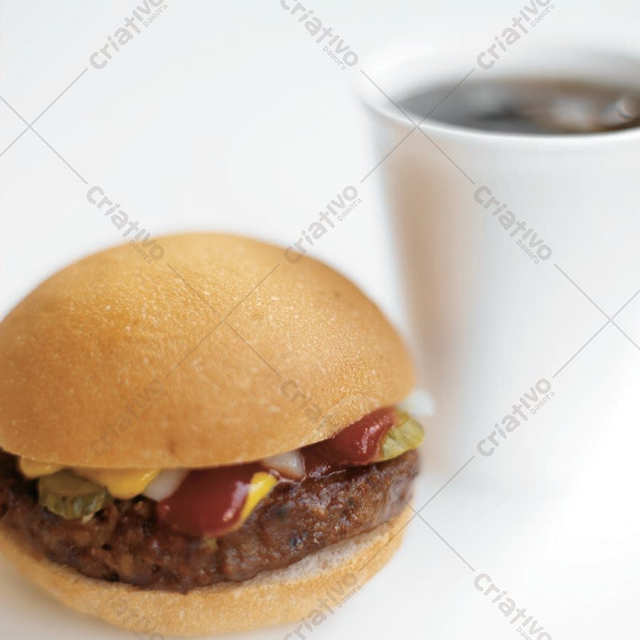 Hambúrguer suculento com café