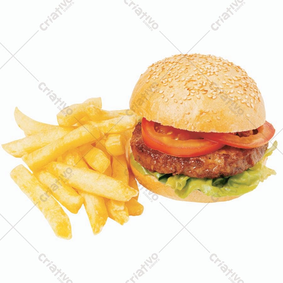Hambúrguer e Batatas Fritas saborosas