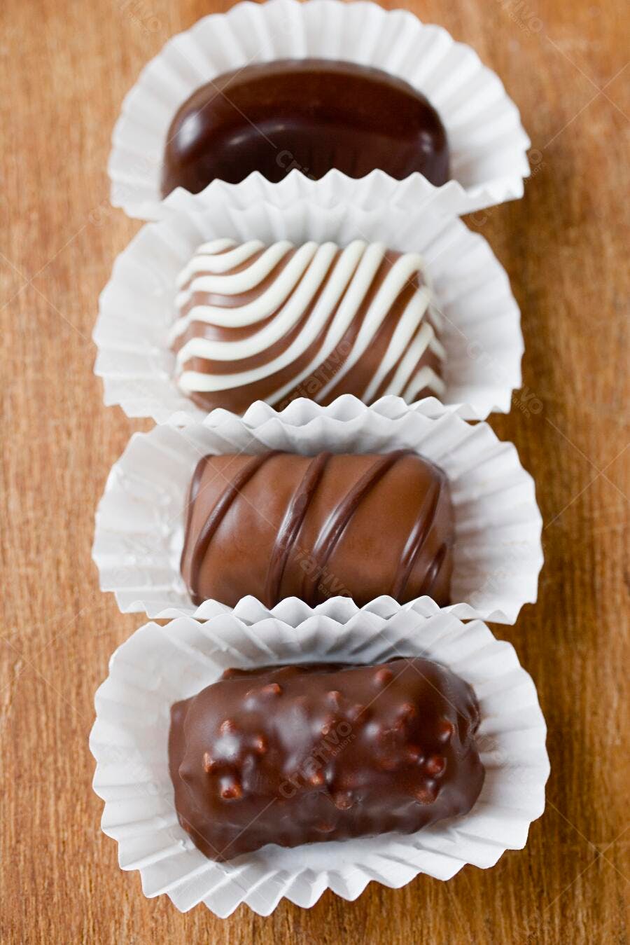 Bombons de Chocolate em embalagens individuais