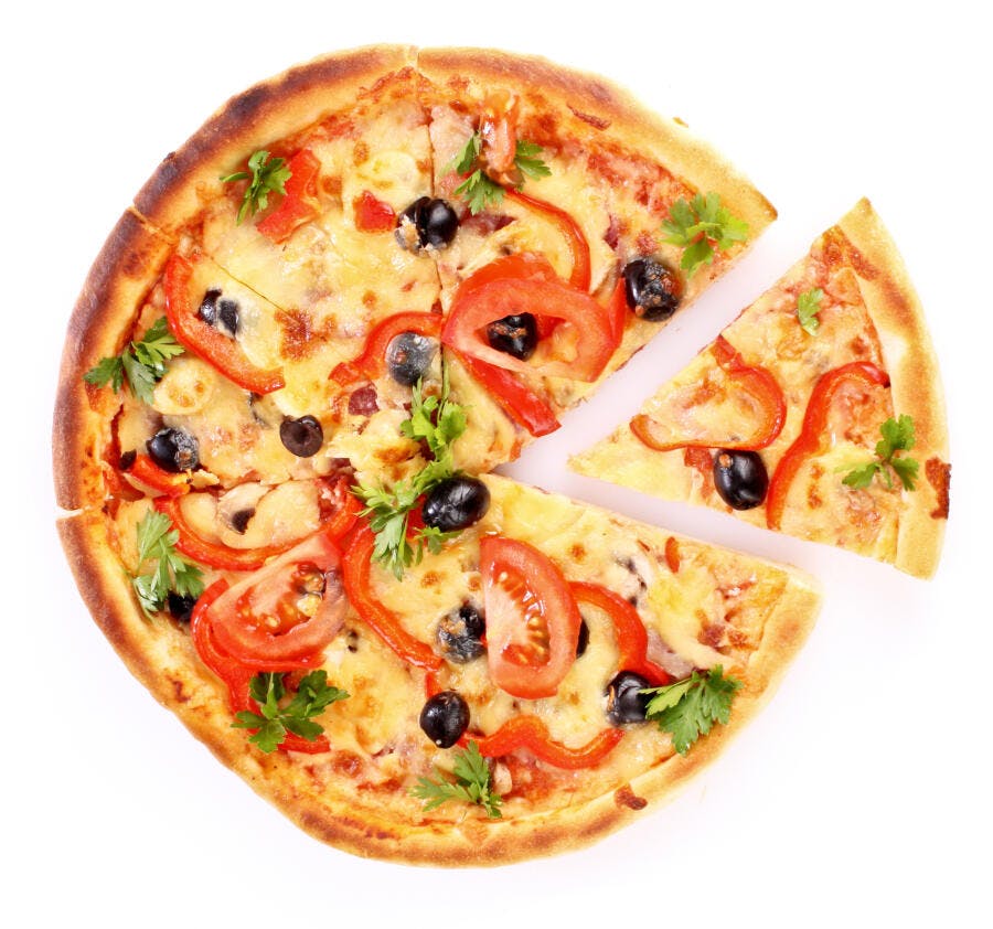 Pizza Vegetariana com Tomates e Azeitonas