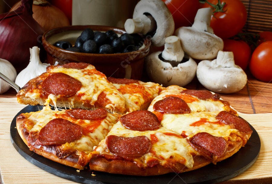 Pizza de Pepperoni deliciosa e suculenta