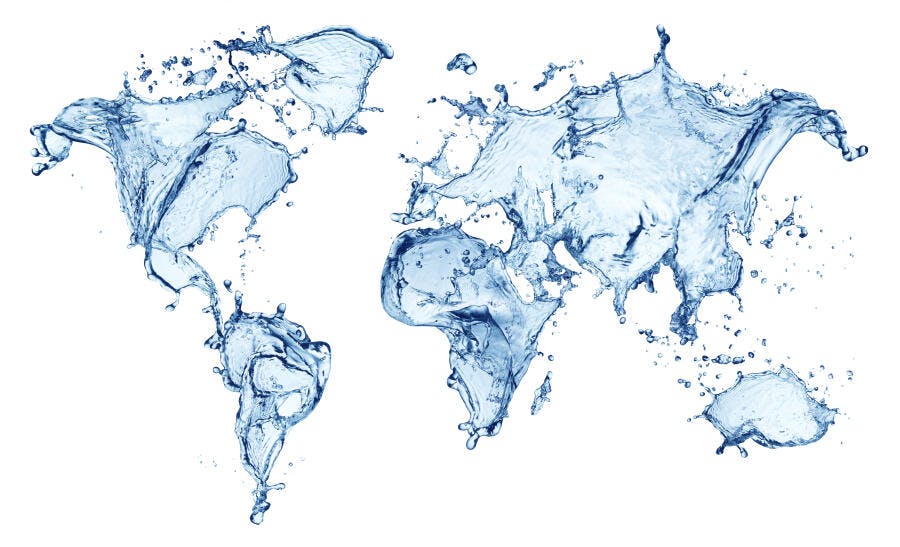 Mapa Mundial em Água Azul
