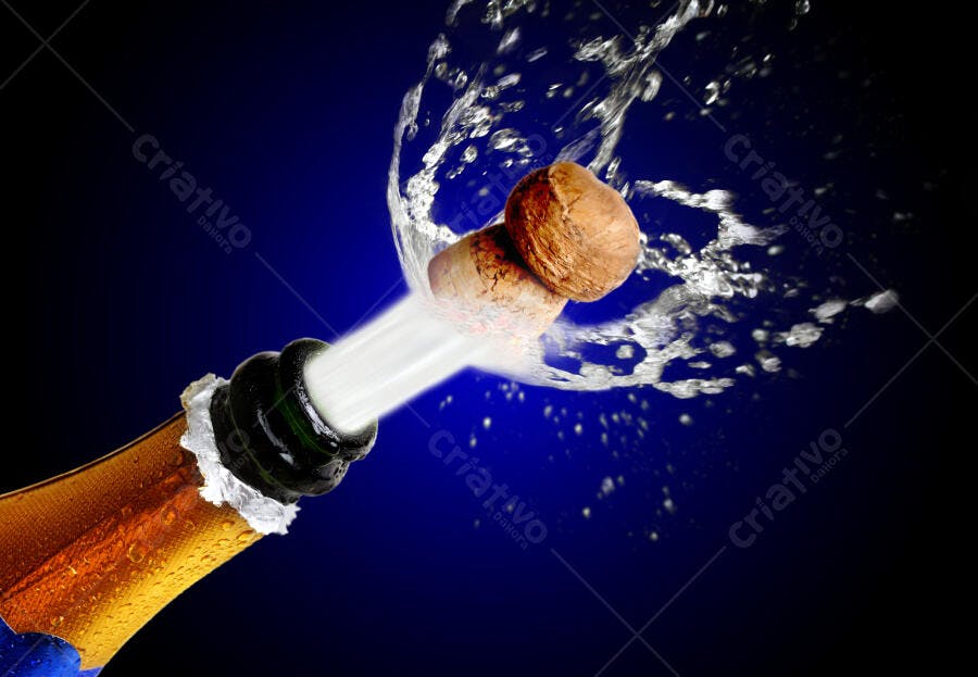 Champagne sendo aberto com respingos