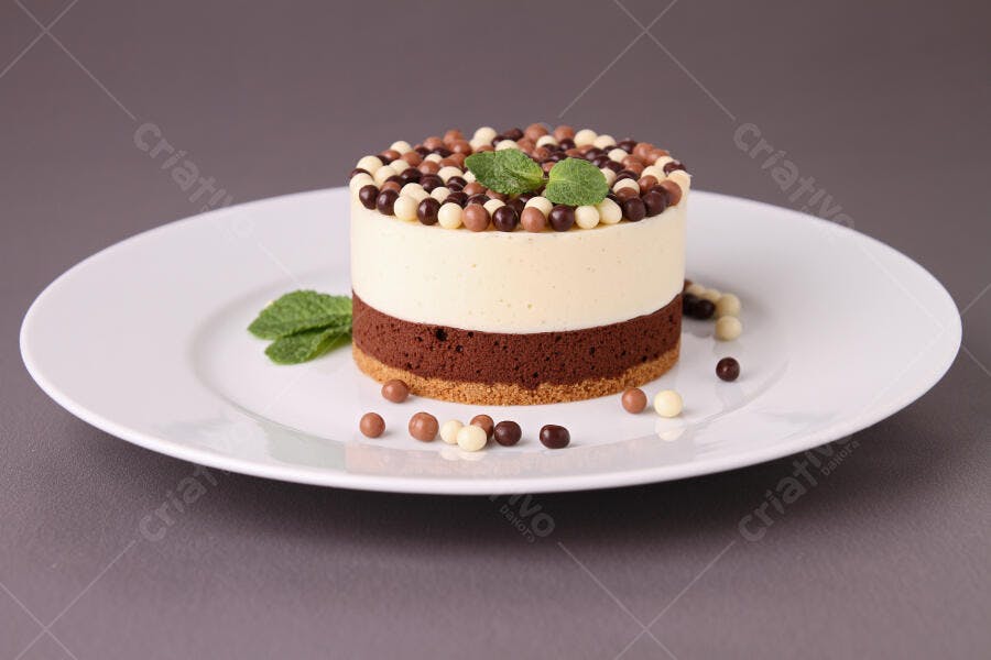 Sobremesa de chocolate branco e escuro