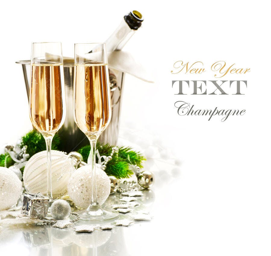 Champanhe e decoração natalina