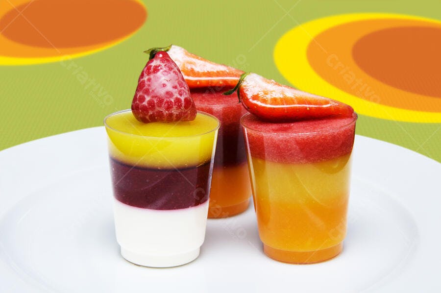 Sobremesa cremosa camadas frutas vermelhas