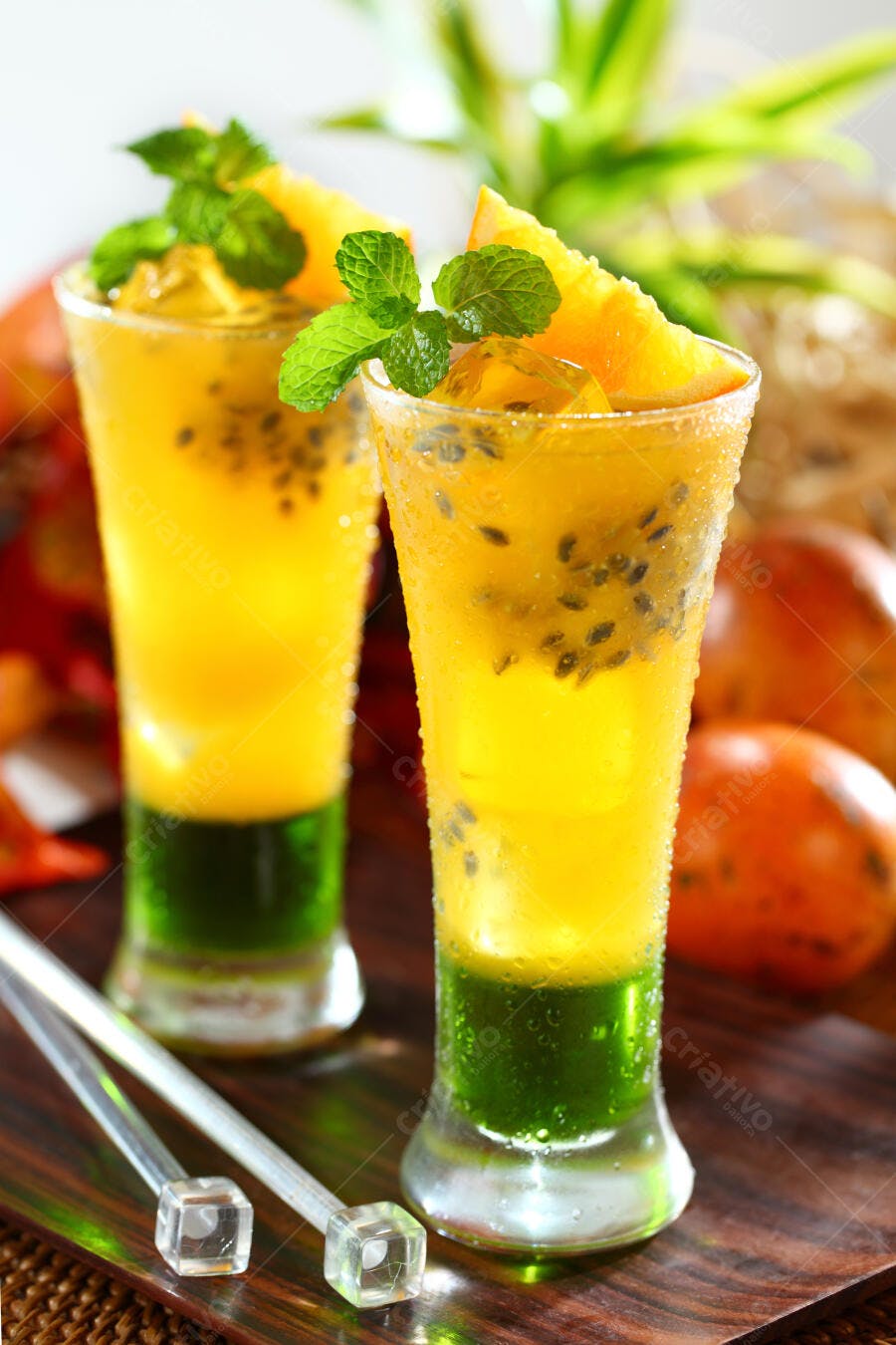 Bebida refrescante maracujá laranja