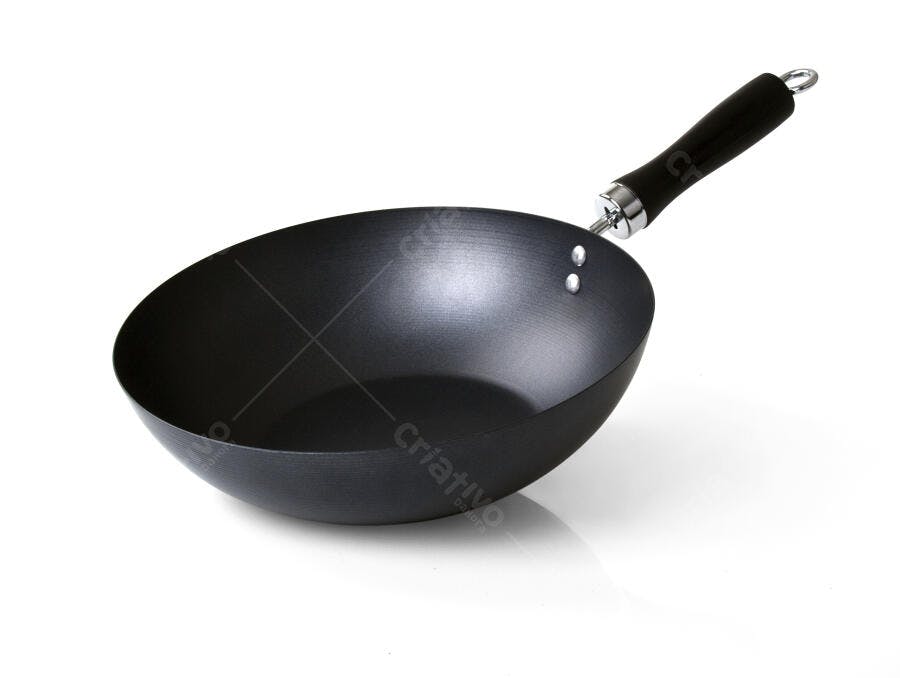 Wok de ferro fundido cabo de madeira