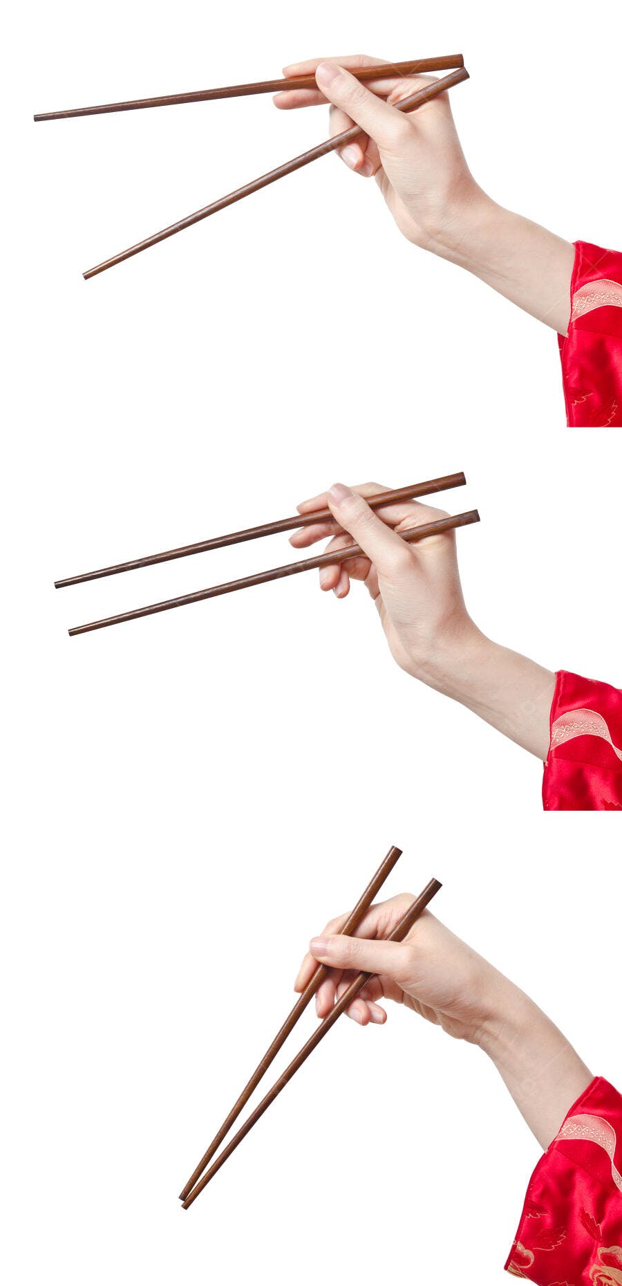 Mão segurando Hashi marrom claro
