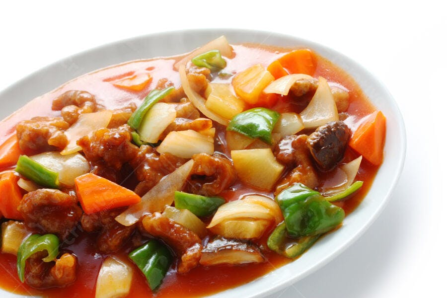 Porco Agridoce com Legumes Prato Chinês