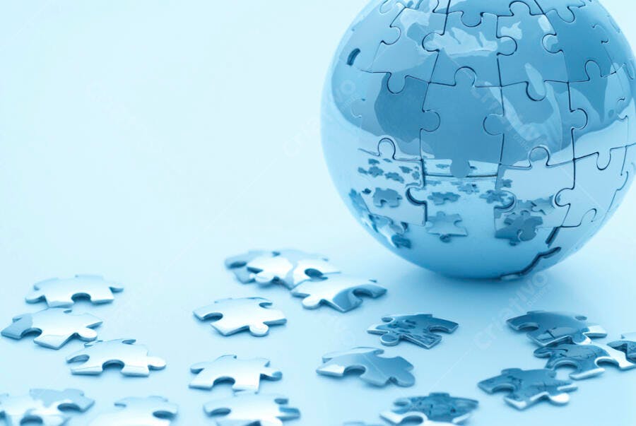 Globo Puzzle Azul peças faltando