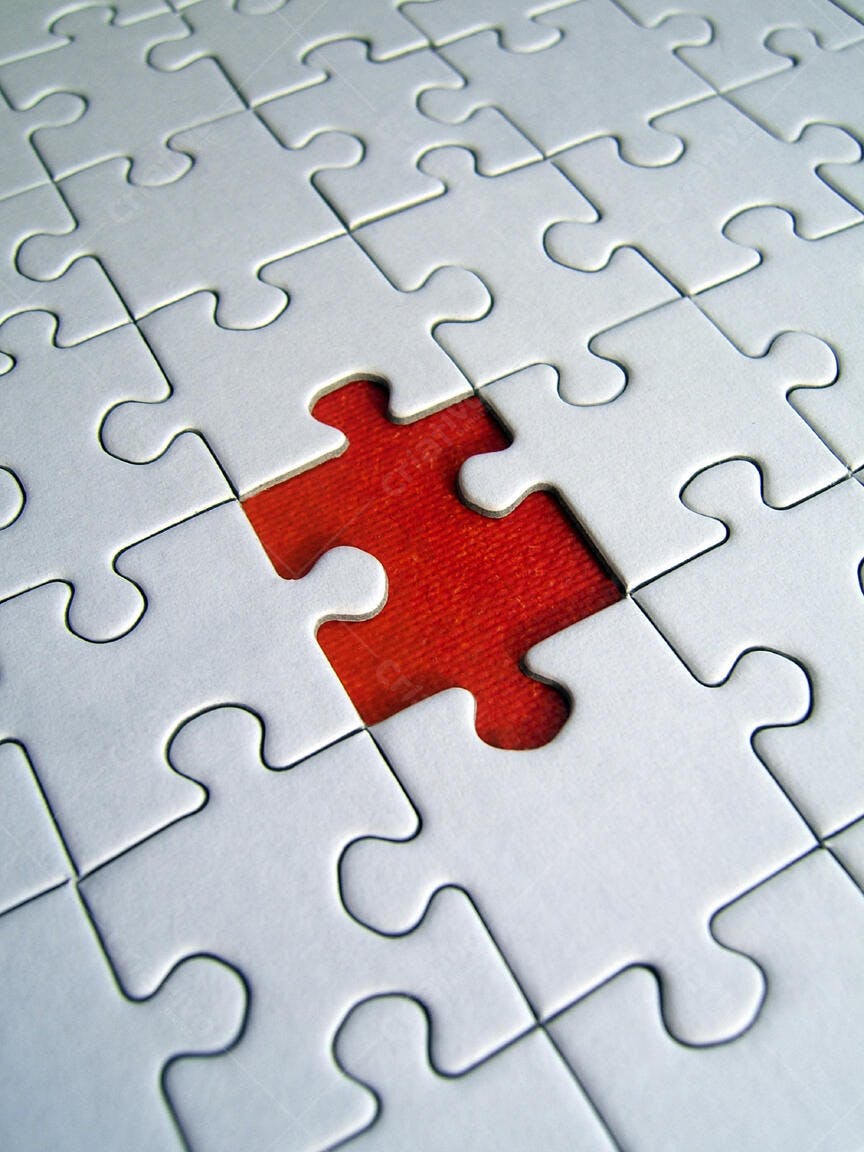 Quebra-cabeça com peça faltando fundo vermelho