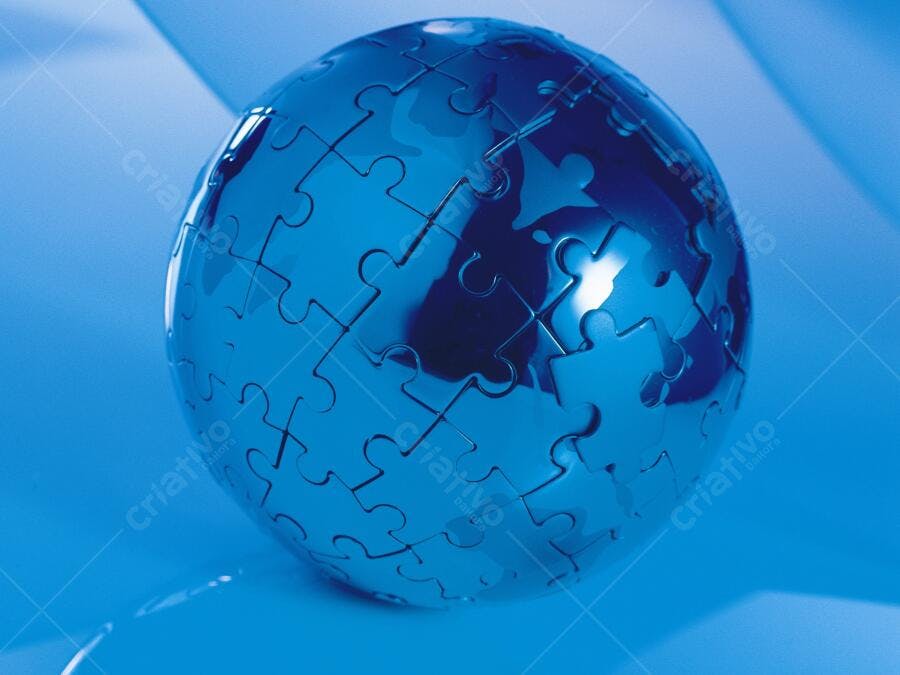 Globo Puzzle Azul Conexão Global