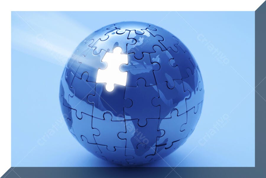 Globo Puzzle com peça faltando azul