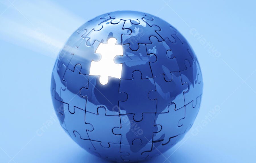 Globo Puzzle com peça faltante azul