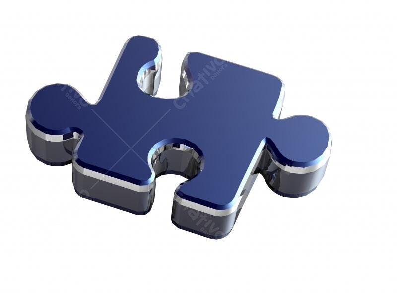 Peça de Quebra-Cabeça Azul 3D